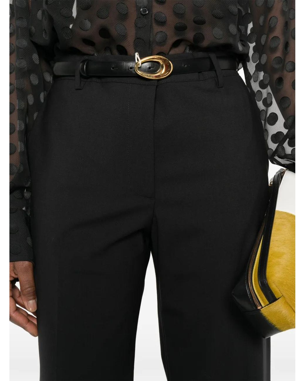 PT Torino Black Belt-Loop Trousers