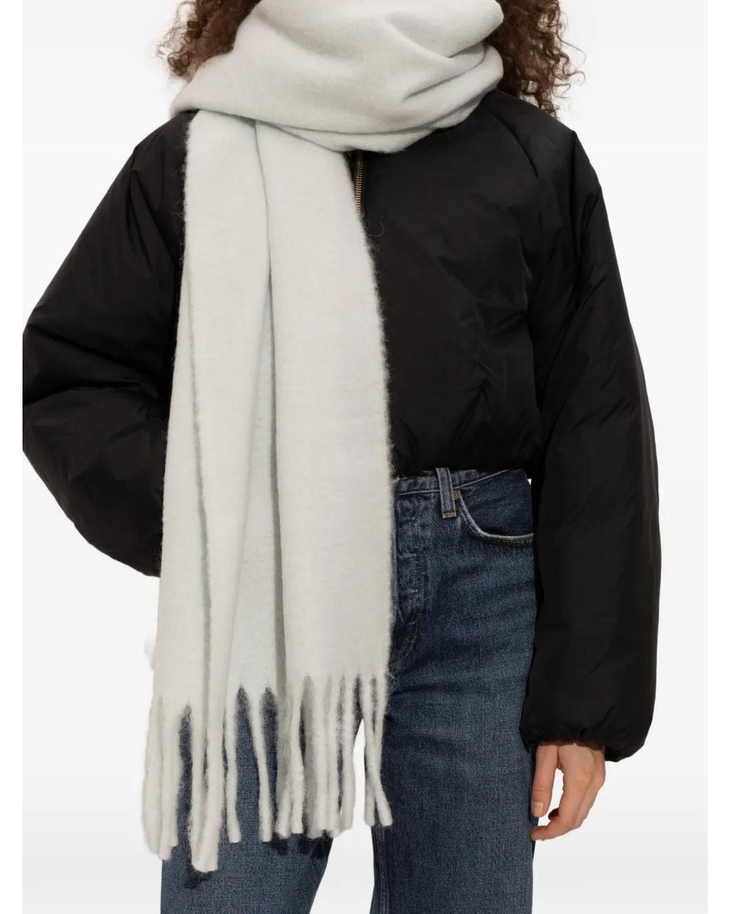 Issey Miyake White Fringed Scarf