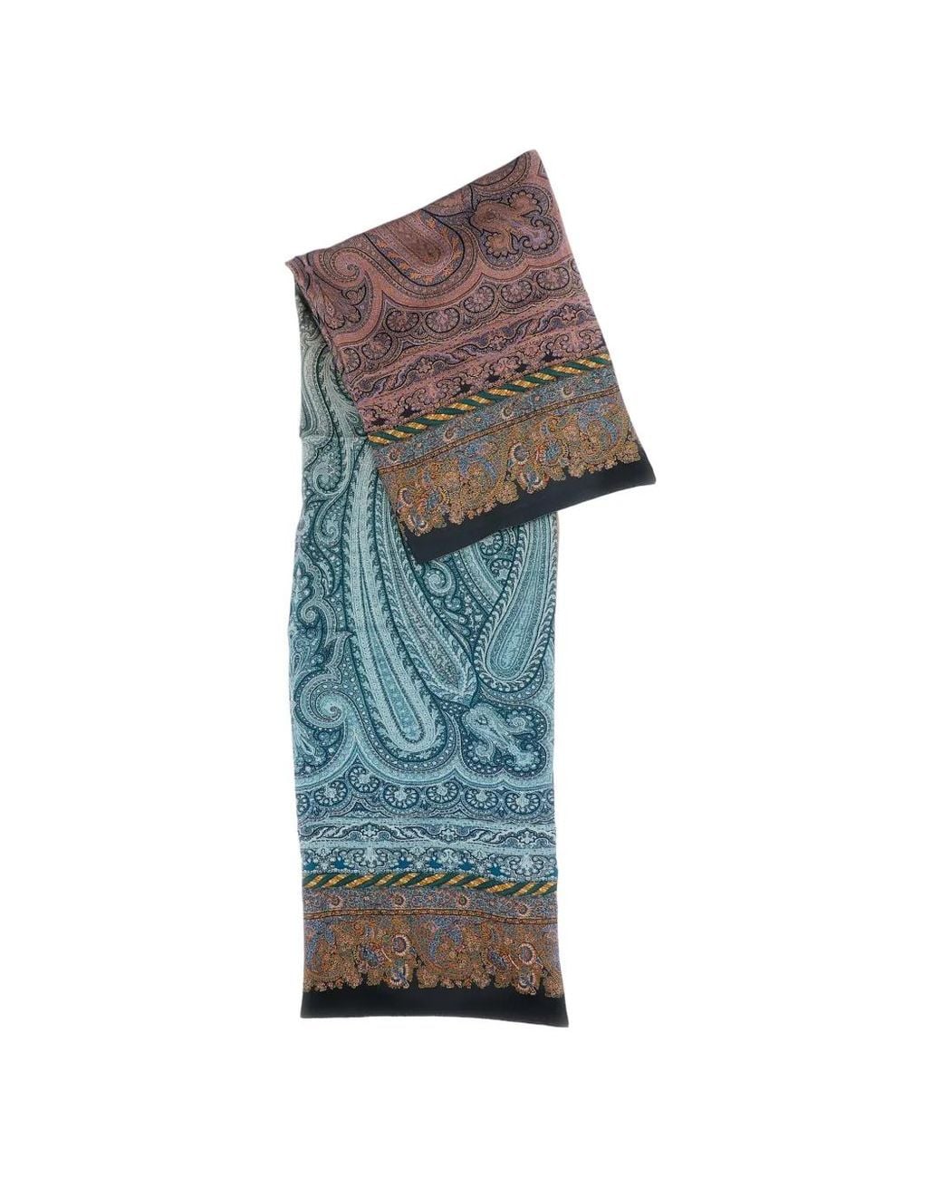 Pierre Louis Mascia Blue Paisley-Print Patchwork Scarf