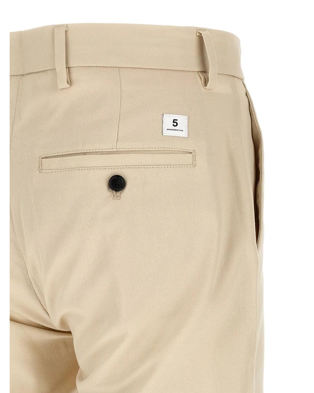 Department 5 Natural Pleated Logo-Patch Trousers for men