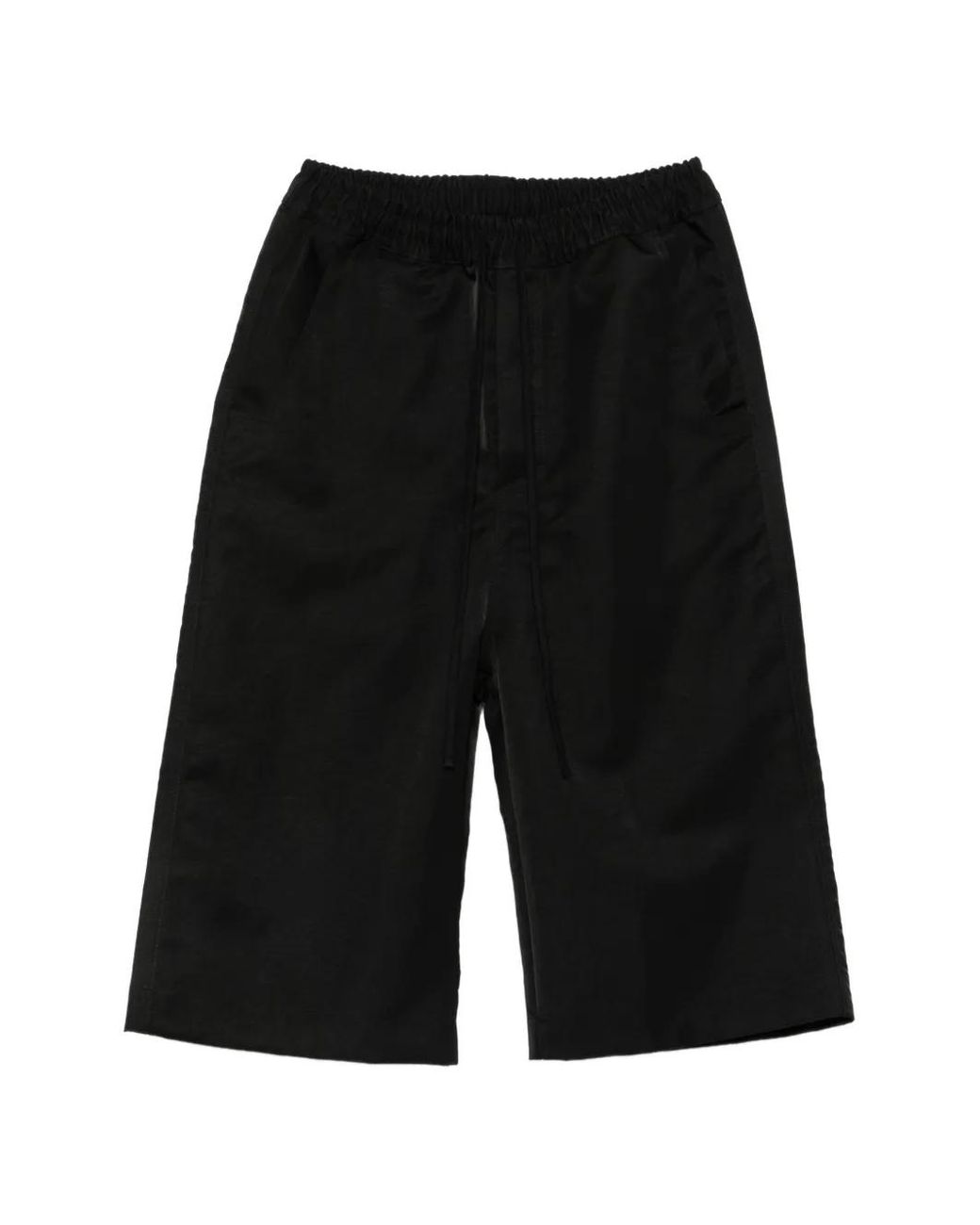 Thom Krom Black Drawstring Cropped Wide-Leg Trousers for men