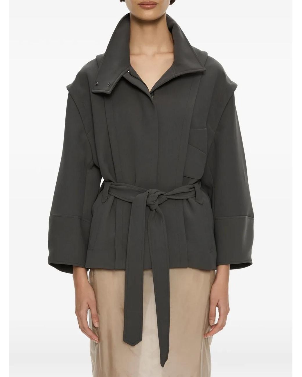 Christopher Esber Gray Virelle Parapet Belt-Waist Jacket