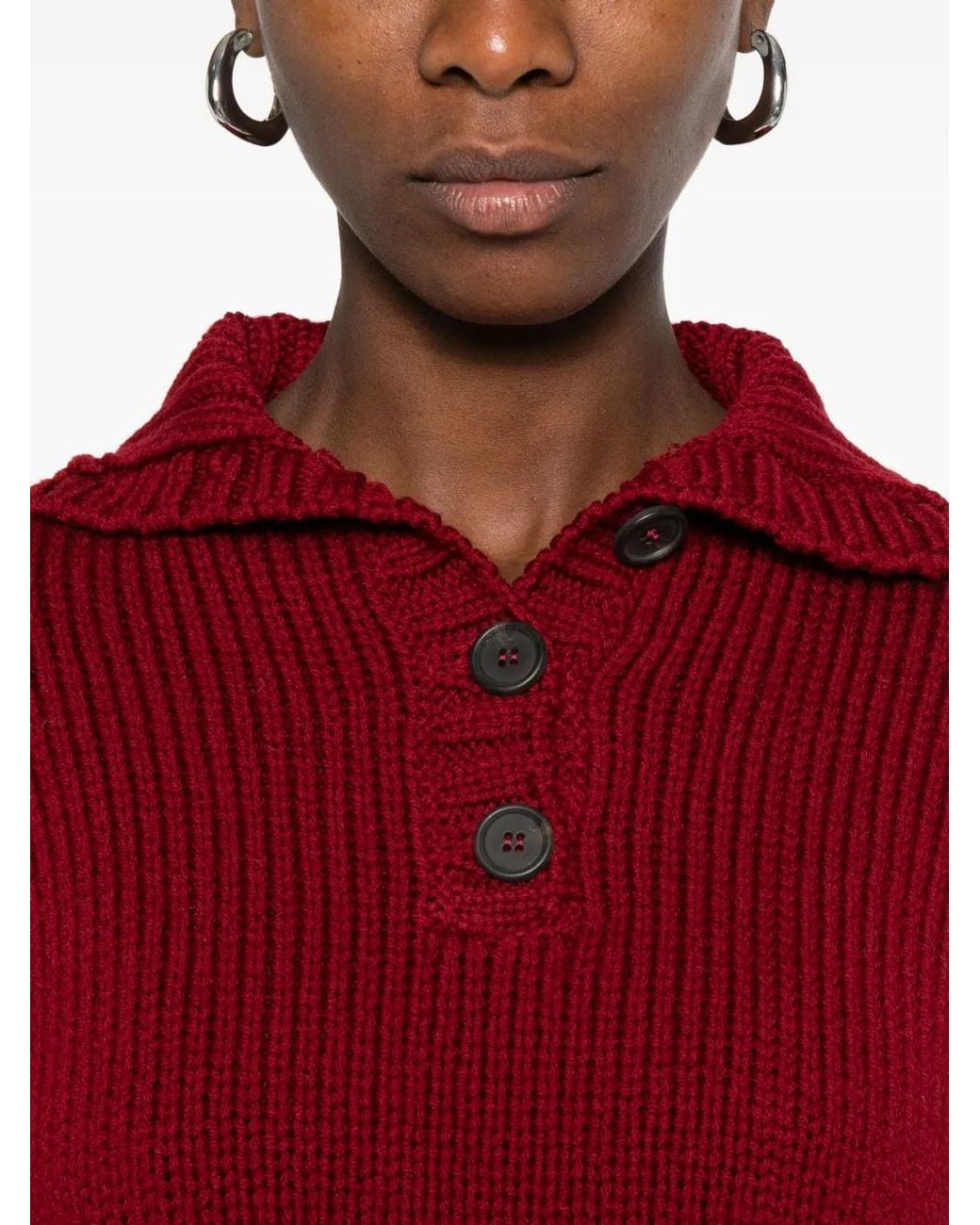 Whyci Red Geknöpfter Pullover