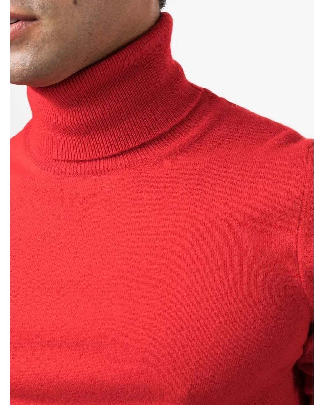 Malo Red Cashmere Roll-Neck Jumper for men