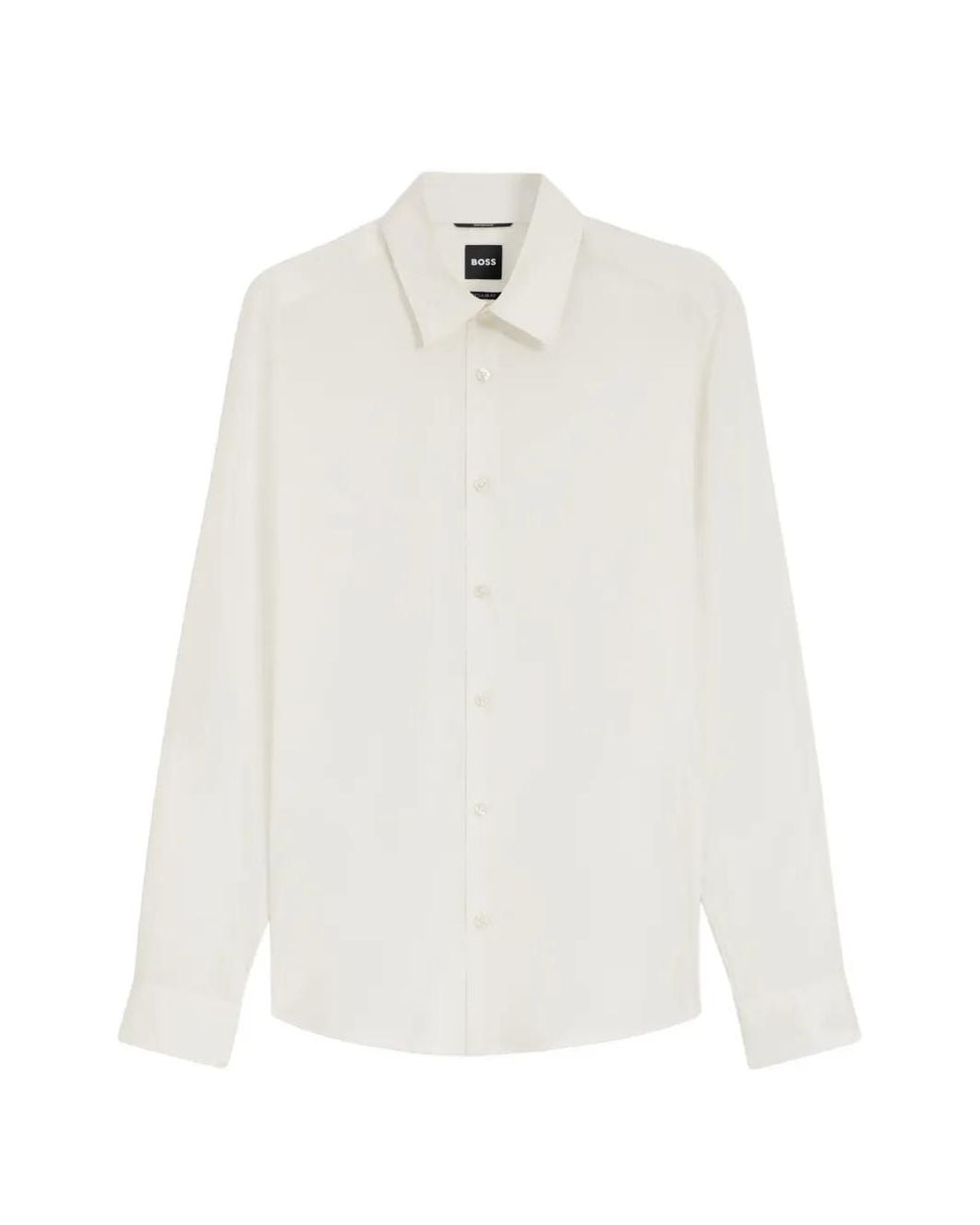 Boss White Performance Regular-Fit Shirt With Micro Pattern for men