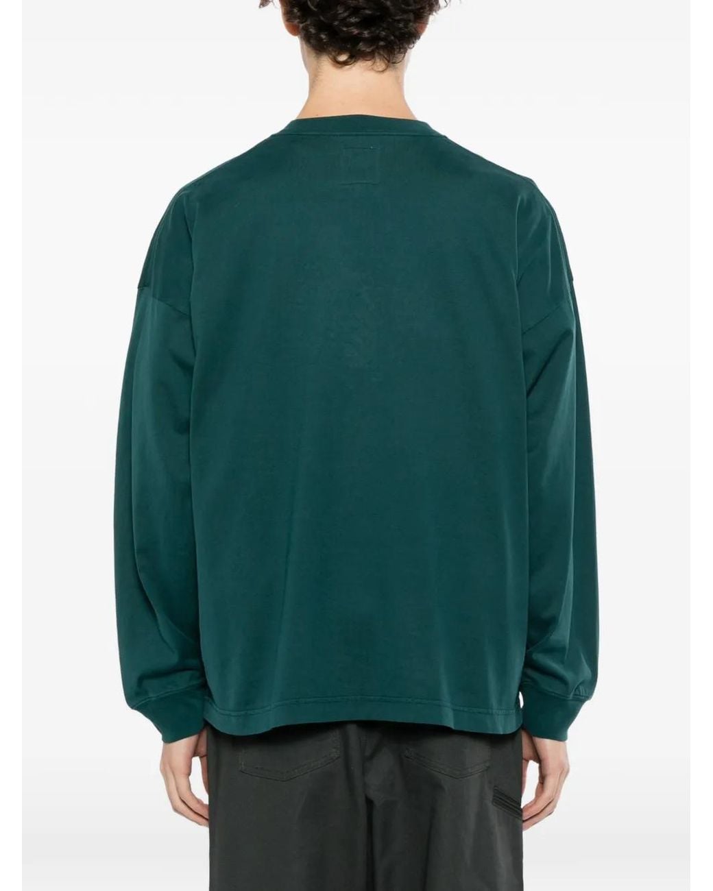SPORT b. by agnès b. Green Logo-Embroidered Long-Sleeve T-Shirt for men