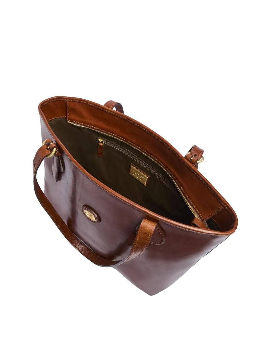 The Bridge Brown Logo-Plaque Leather Tote Bag