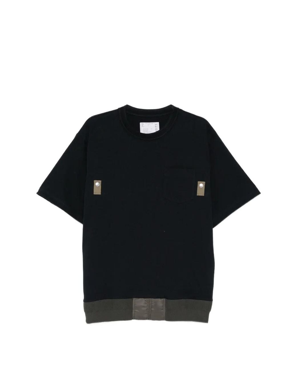 Sacai Black Cotton T-Shirt for men