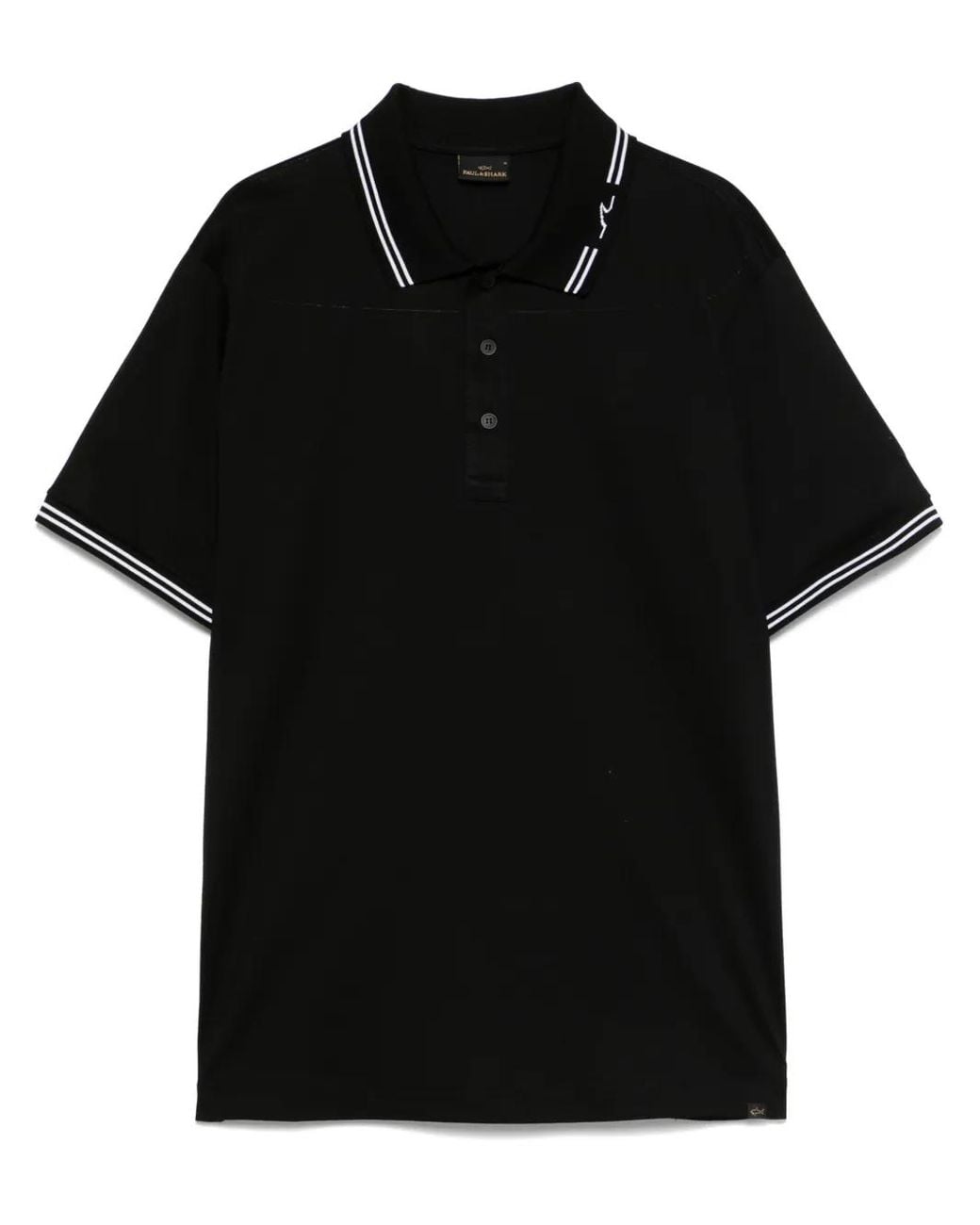 Paul & Shark Black Stripe-Trim Polo Shirt for men