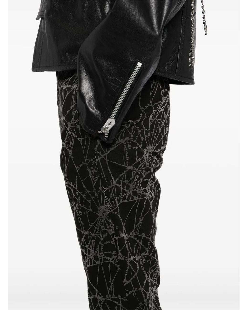 MASU Black Flocky-Web Flared Trousers for men
