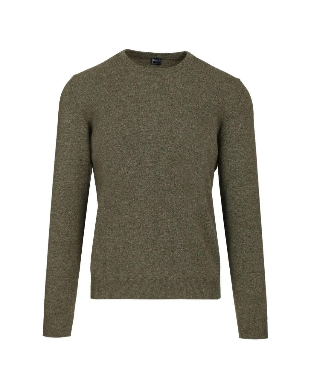 Fedeli Green Fine-Knit Crew-Neck Sweater for men