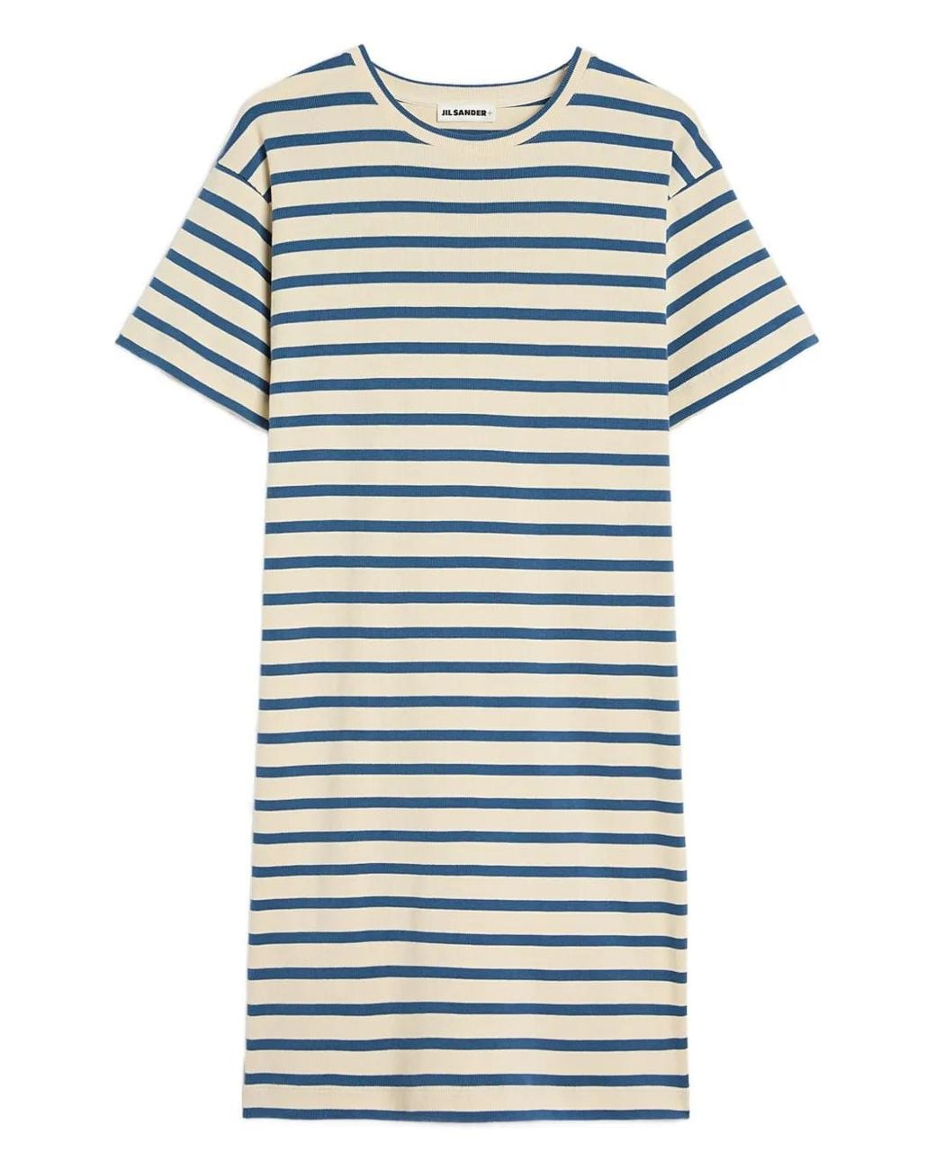 Jil Sander Gray Cotton Crew-Neck Dress