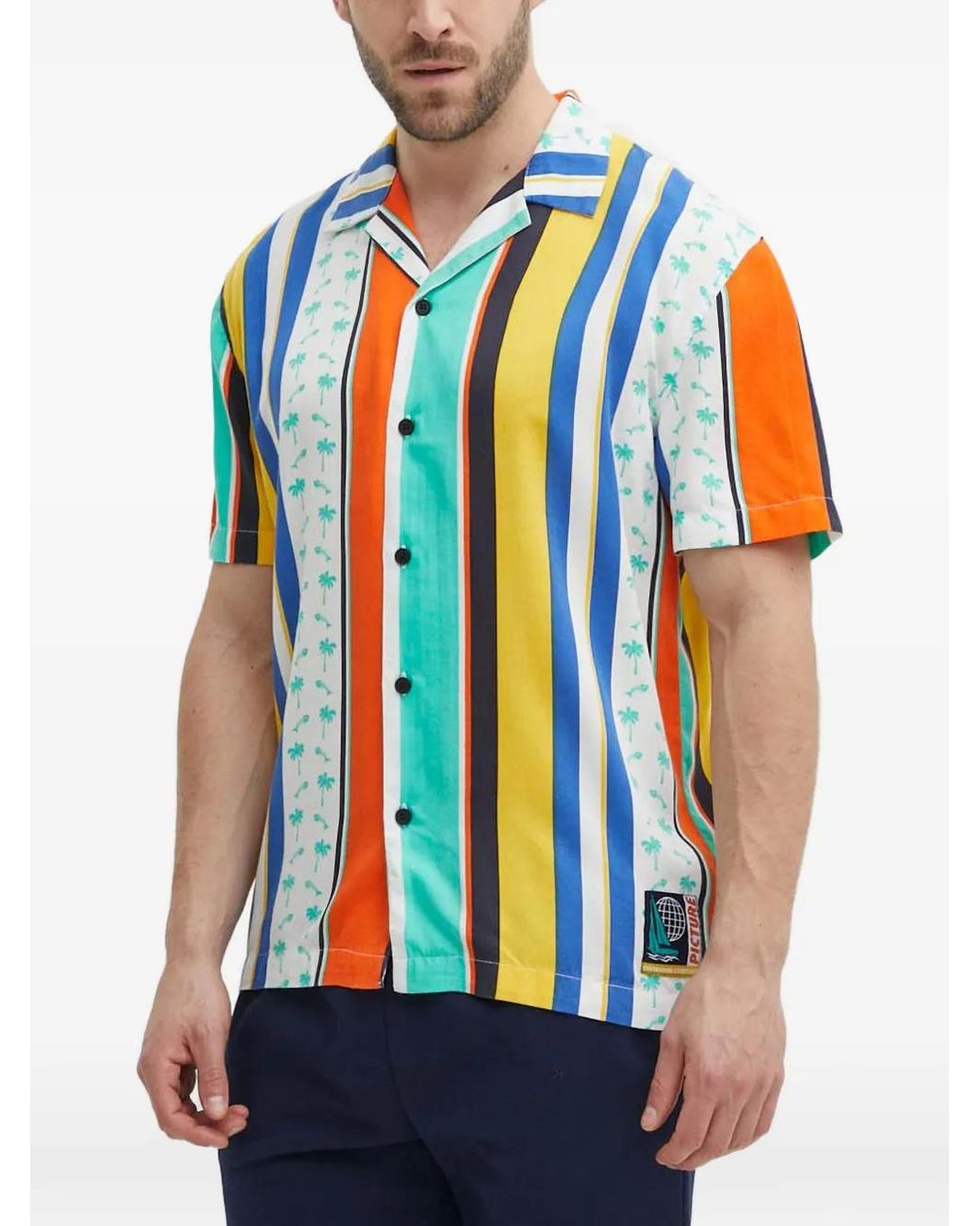 Picture Blue Chemise À Rayures Verticales Et Motif Palmier for men