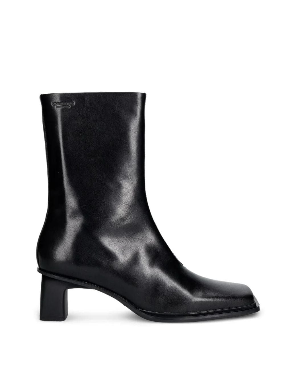 Vagabond Black Elvina Square-Toe Leather Boots