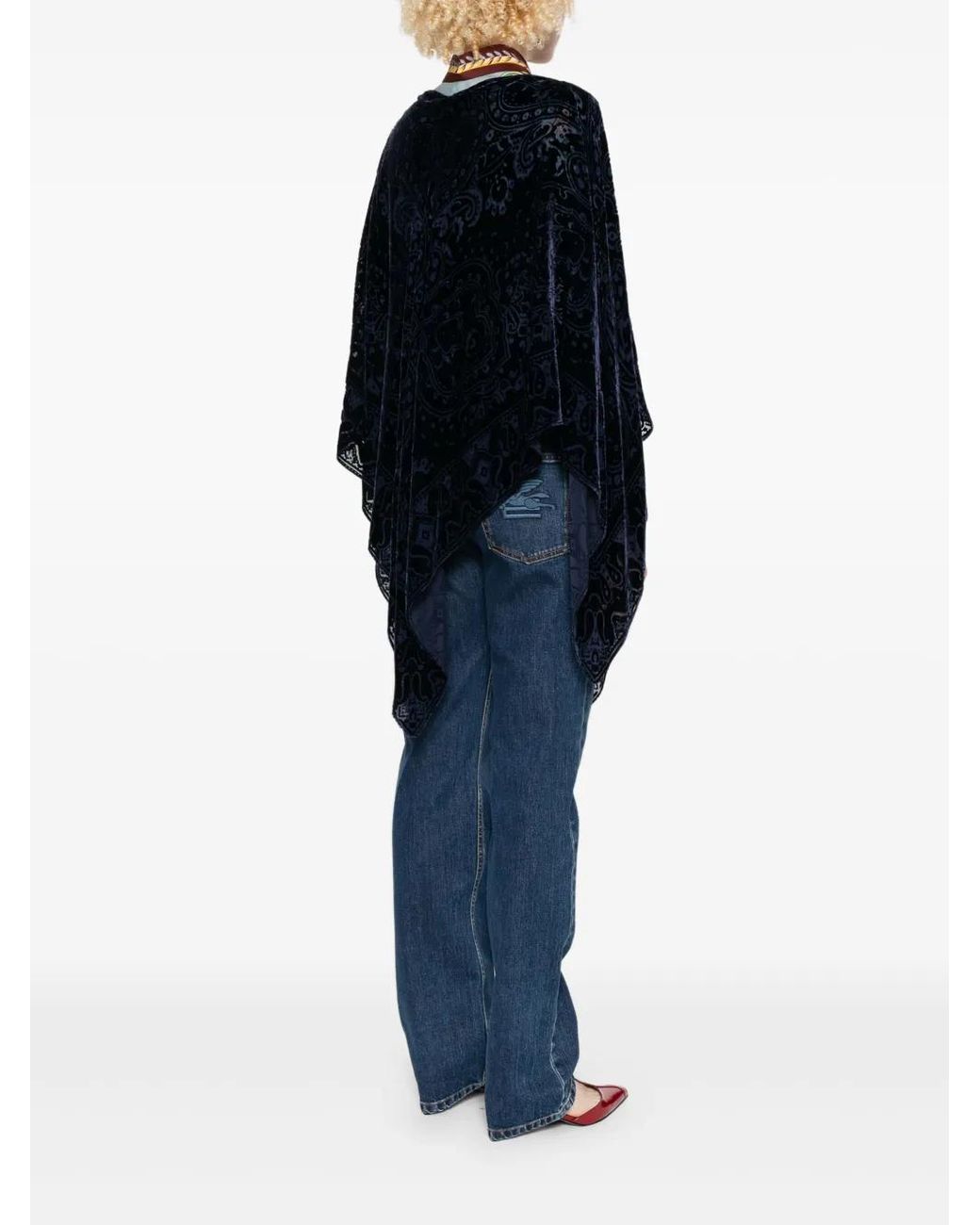 Etro Black Paisley Print Poncho