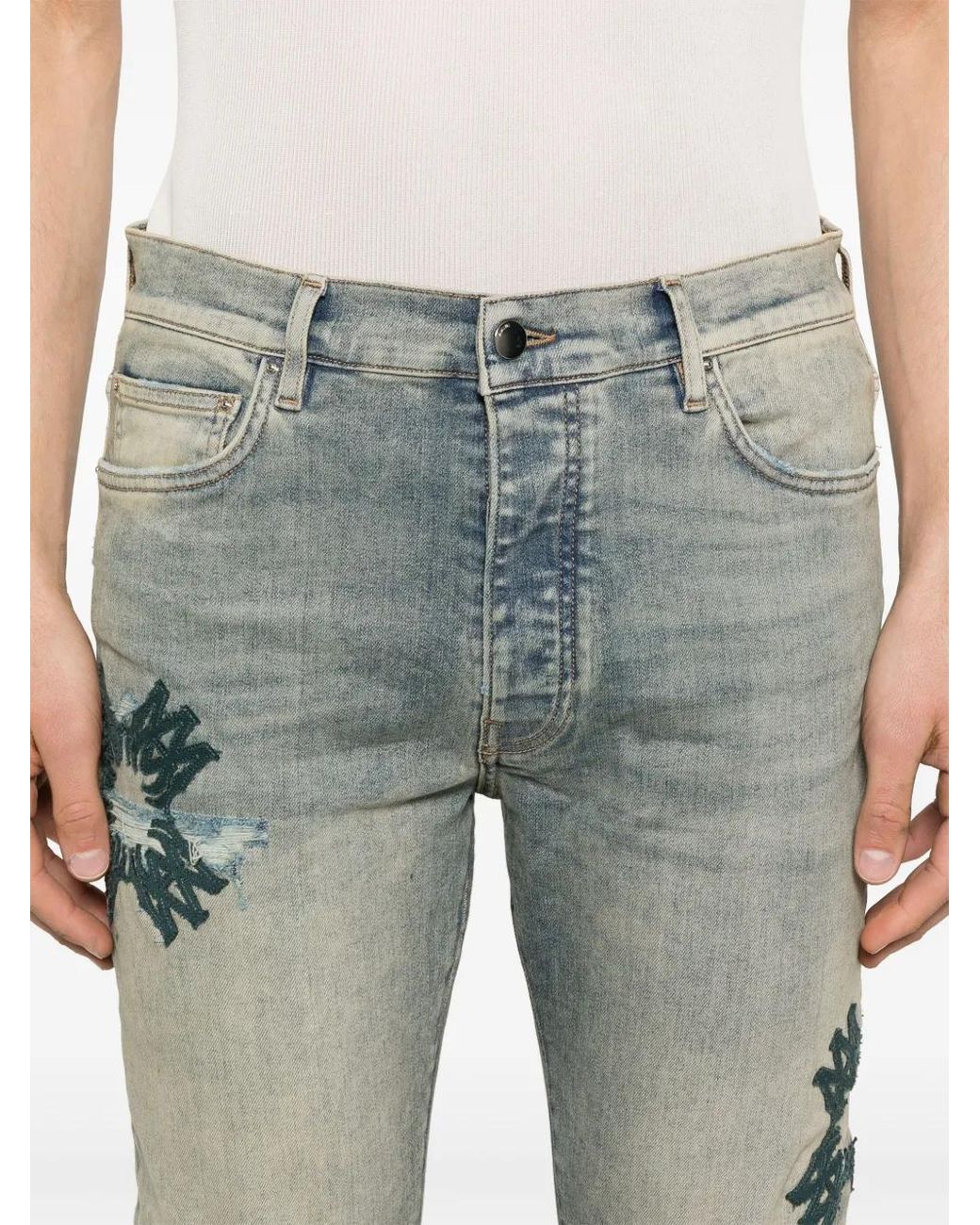 Amiri Blue Ma Quad Appliqué Jeans for men