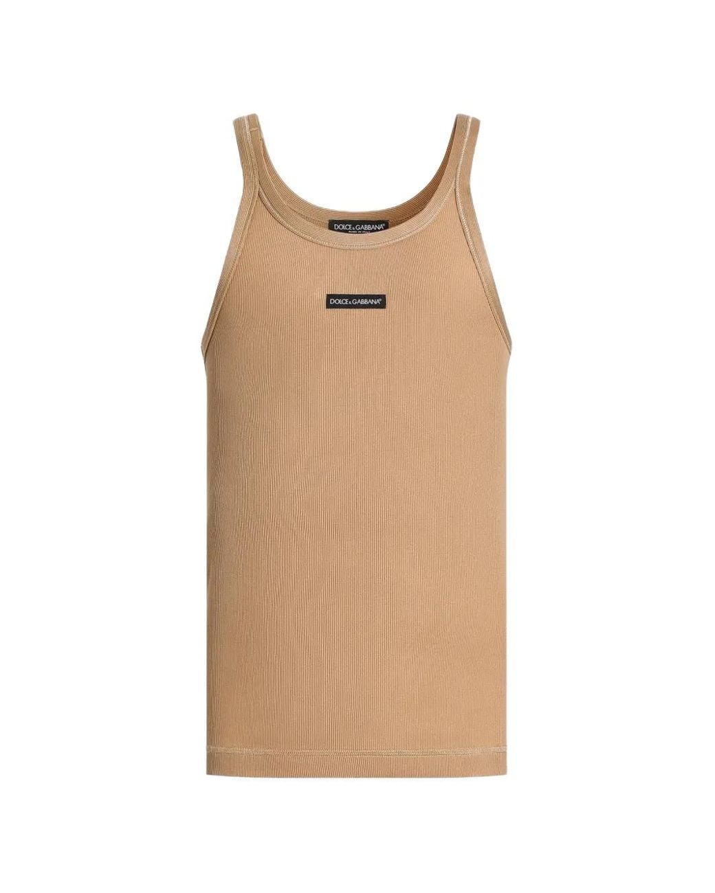 Dolce & Gabbana Natural Cotton Tank Top With Label for men