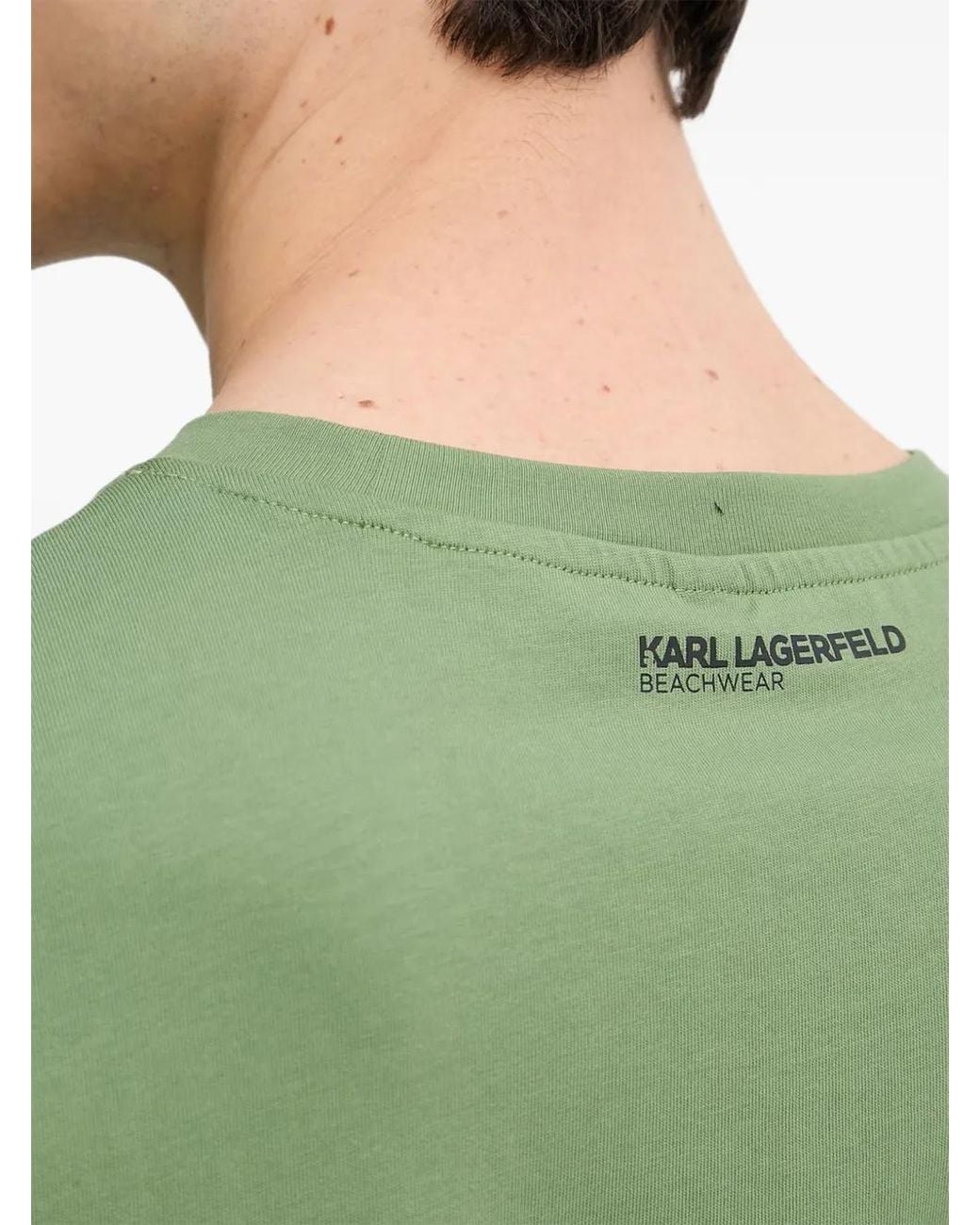 Karl Lagerfeld Green Logo-Print Crew-Neck T-Shirt for men