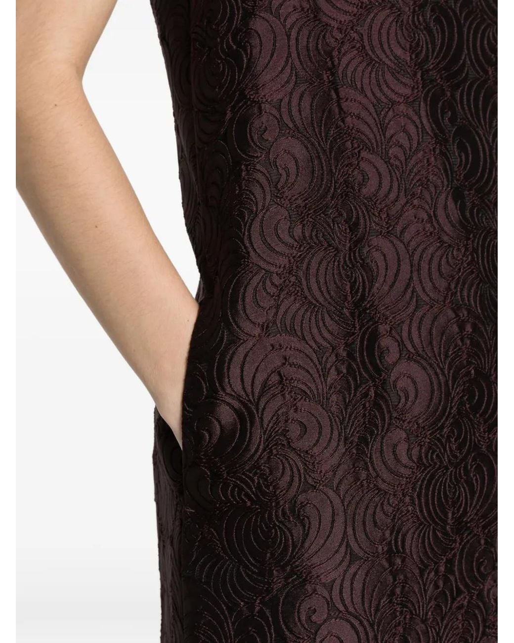 Max Mara Purple Cotton-Blend Princess-Line Jacquard Dress