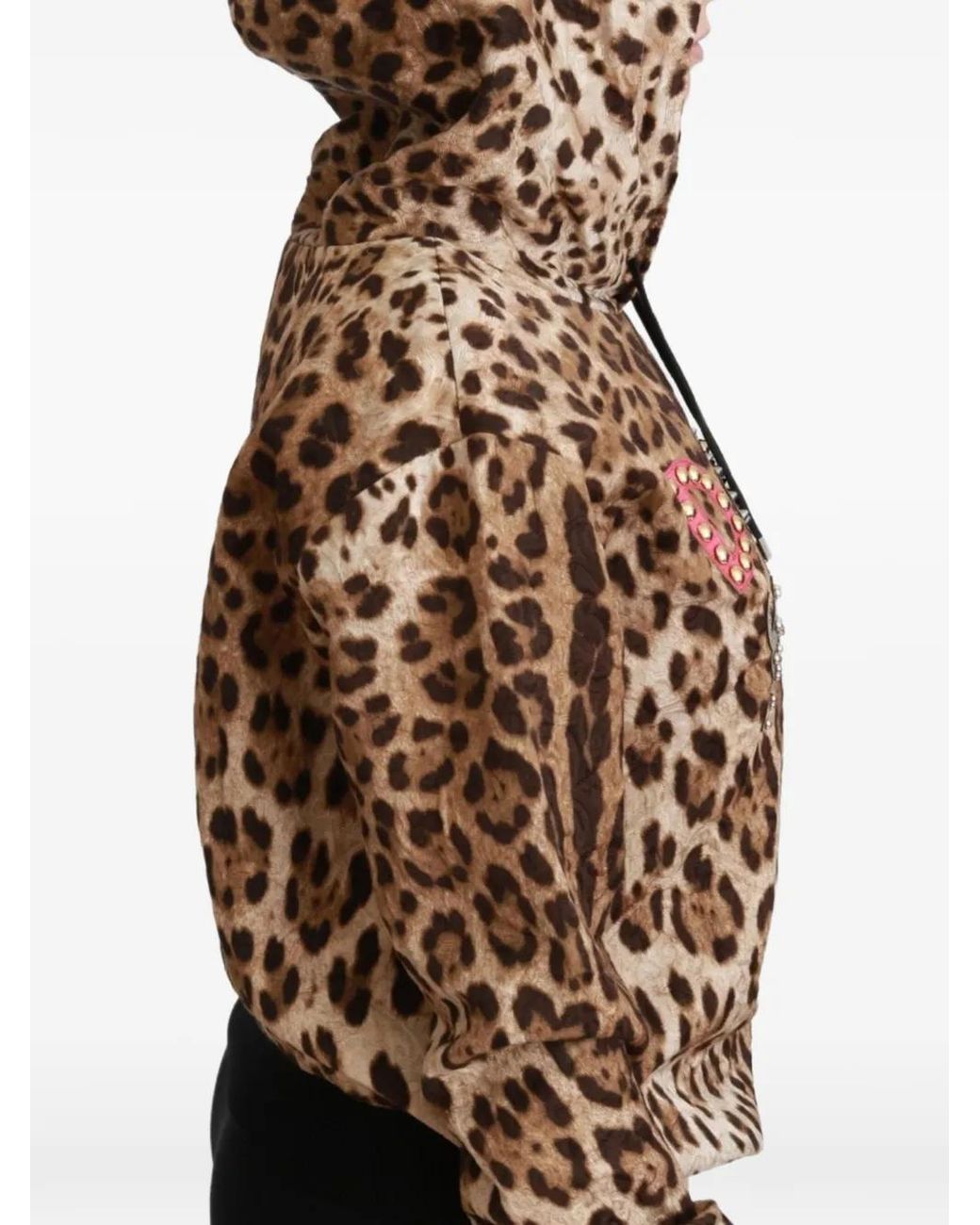 Dolce & Gabbana Black Leopard-Print Studded Hoodie