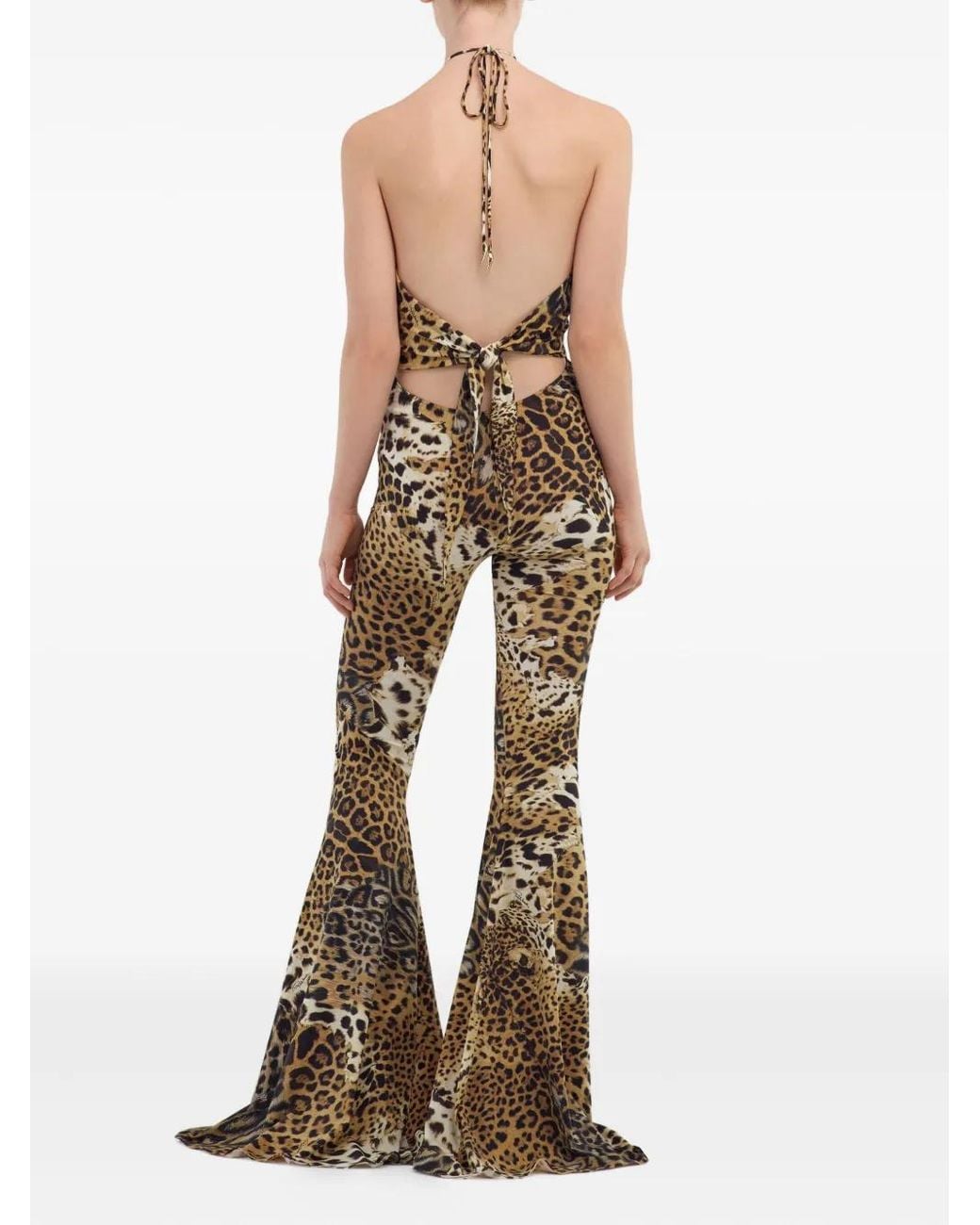 Roberto Cavalli Metallic Jaguar-Print Jumpsuit