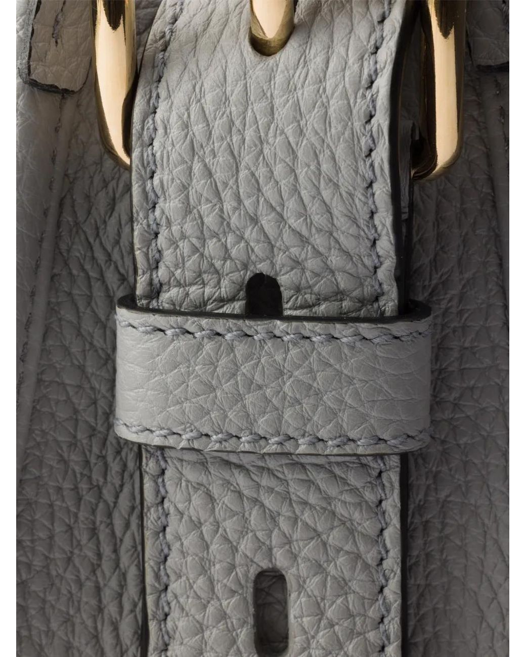 Prada Gray Logo-Detail Leather Shoulder Bag
