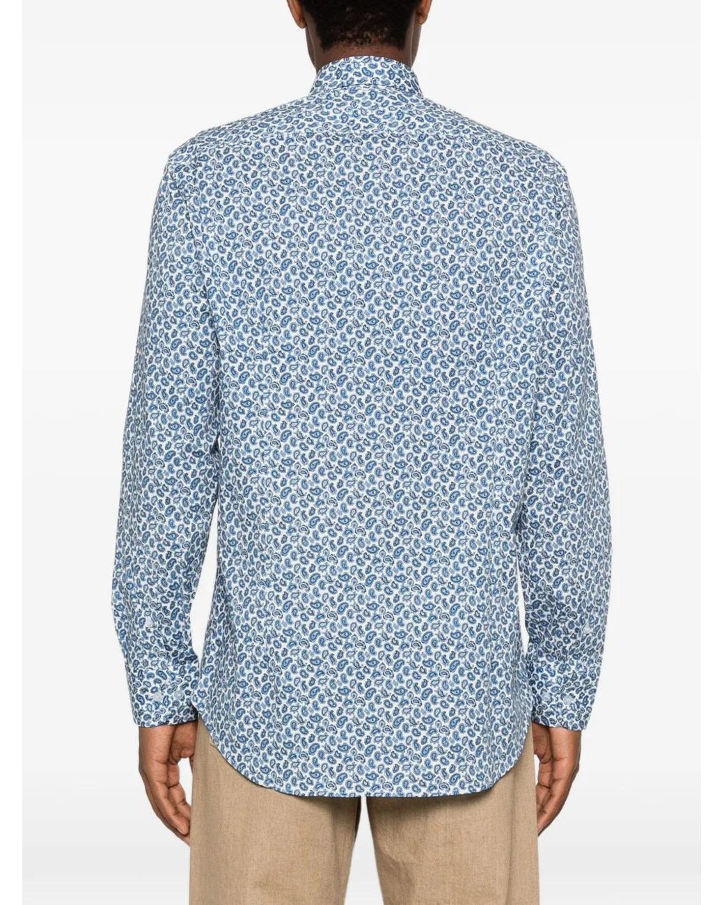 Etro Blue Paisley-Print Shirt for men