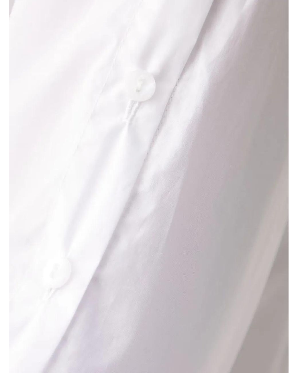 ViCOLO White Button-Sleeve Side-Slit Shirt