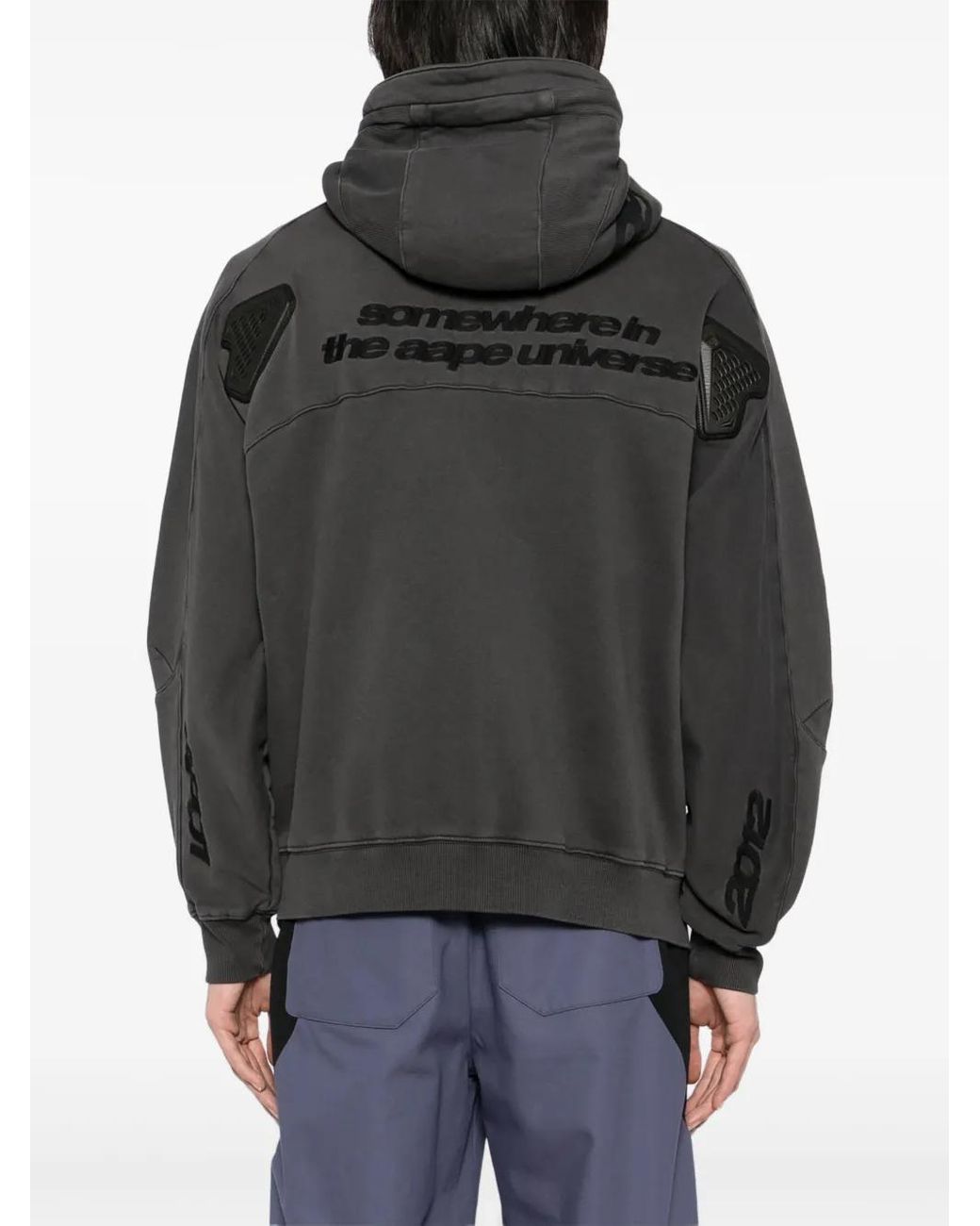 Aape By A Bathing Ape Black Motifs-Embroidered Hoodie for men