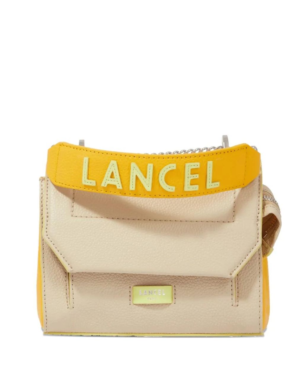 Lancel Yellow Grained Shoulder Bag