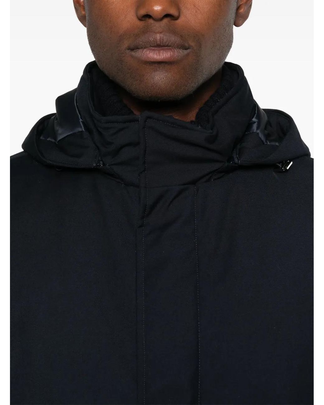Herno Blue Quilted Down Jacket With Detachable Hood for men