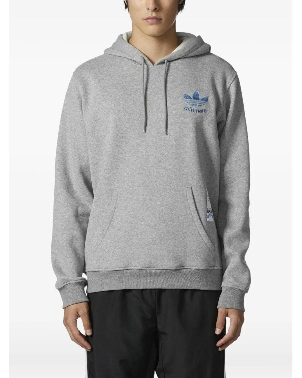 Adidas Gray Kangaroo-Pocket Hoodie for men
