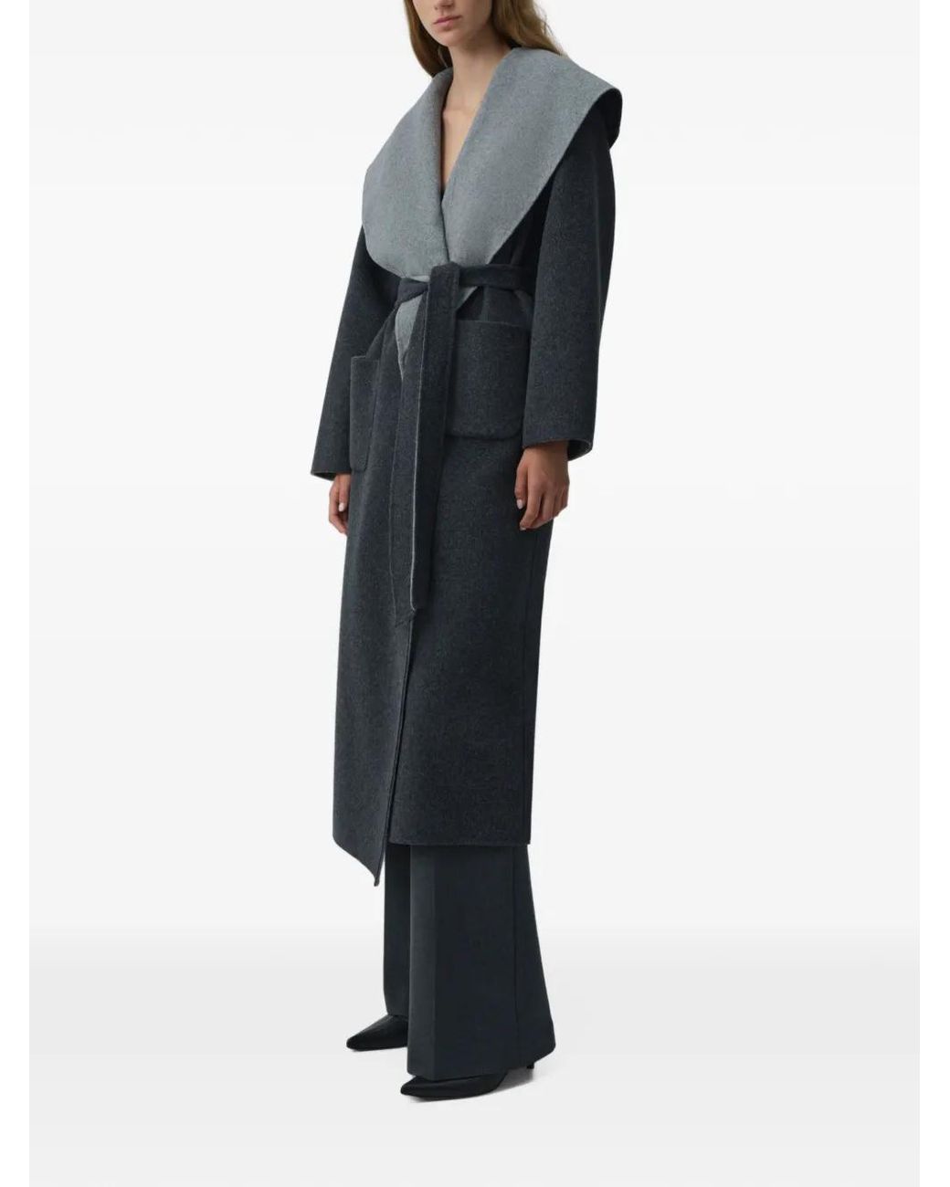 Jonathan Simkhai Gray Allura Reversible Belted Coat