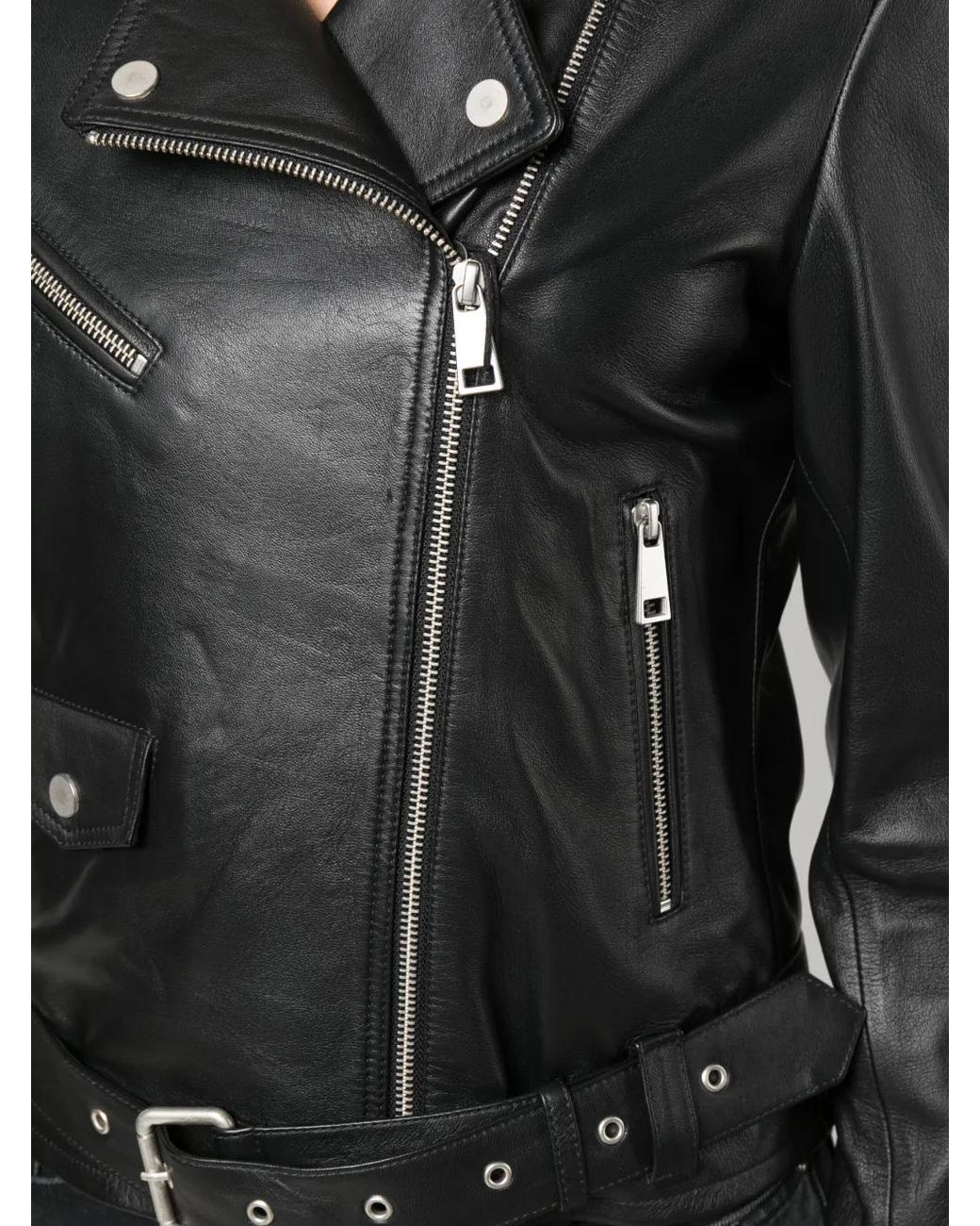 Arma Black Zip-Up Leather Biker Jacket