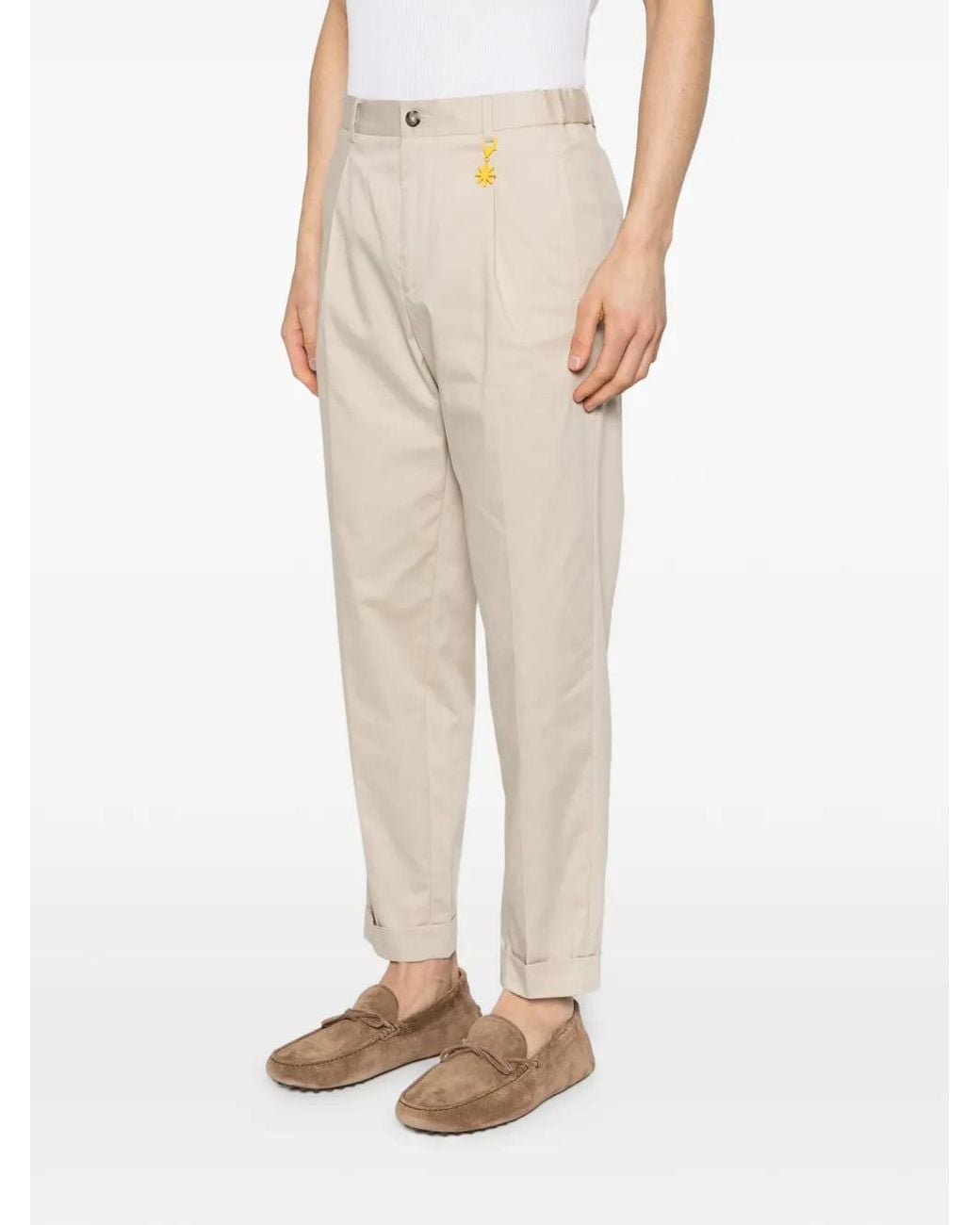 Manuel Ritz White Belt-Loop Pleated Trousers for men
