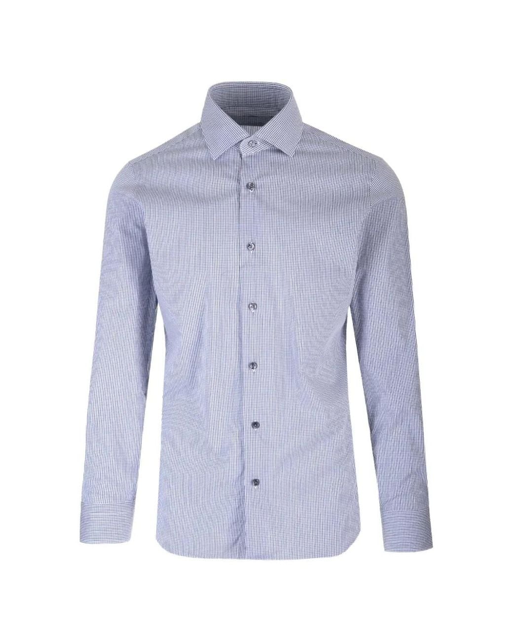 Barba Napoli Blue Checked Shirt for men