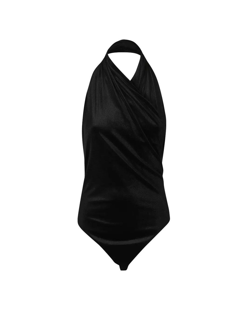 ANDAMANE Black Vina Draped Halterneck Bodysuit