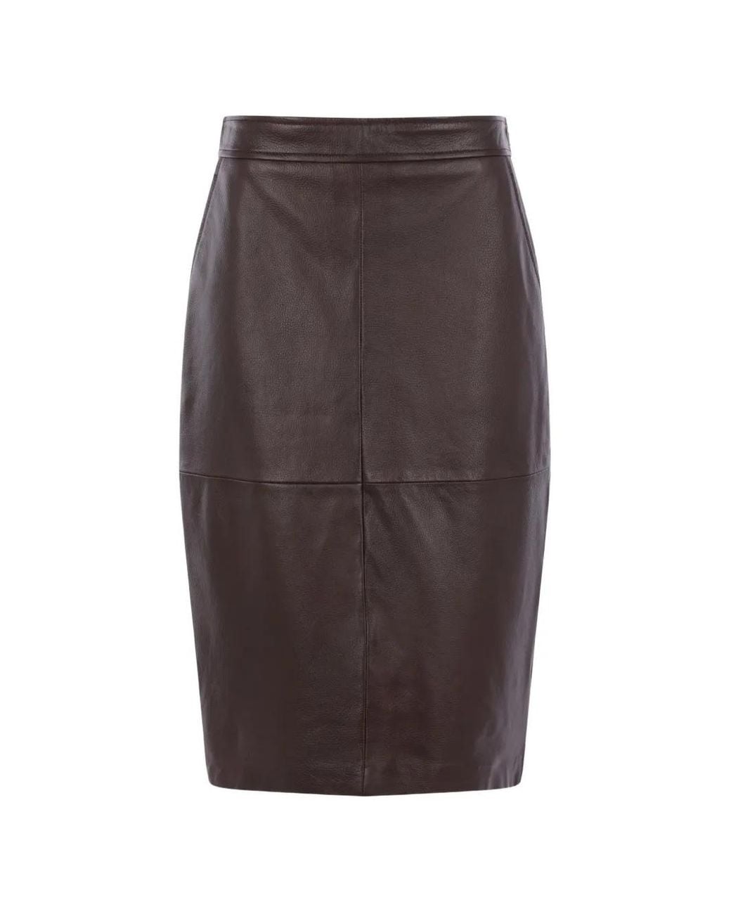 Max Mara Brown Hammered Leather Pencil Skirt