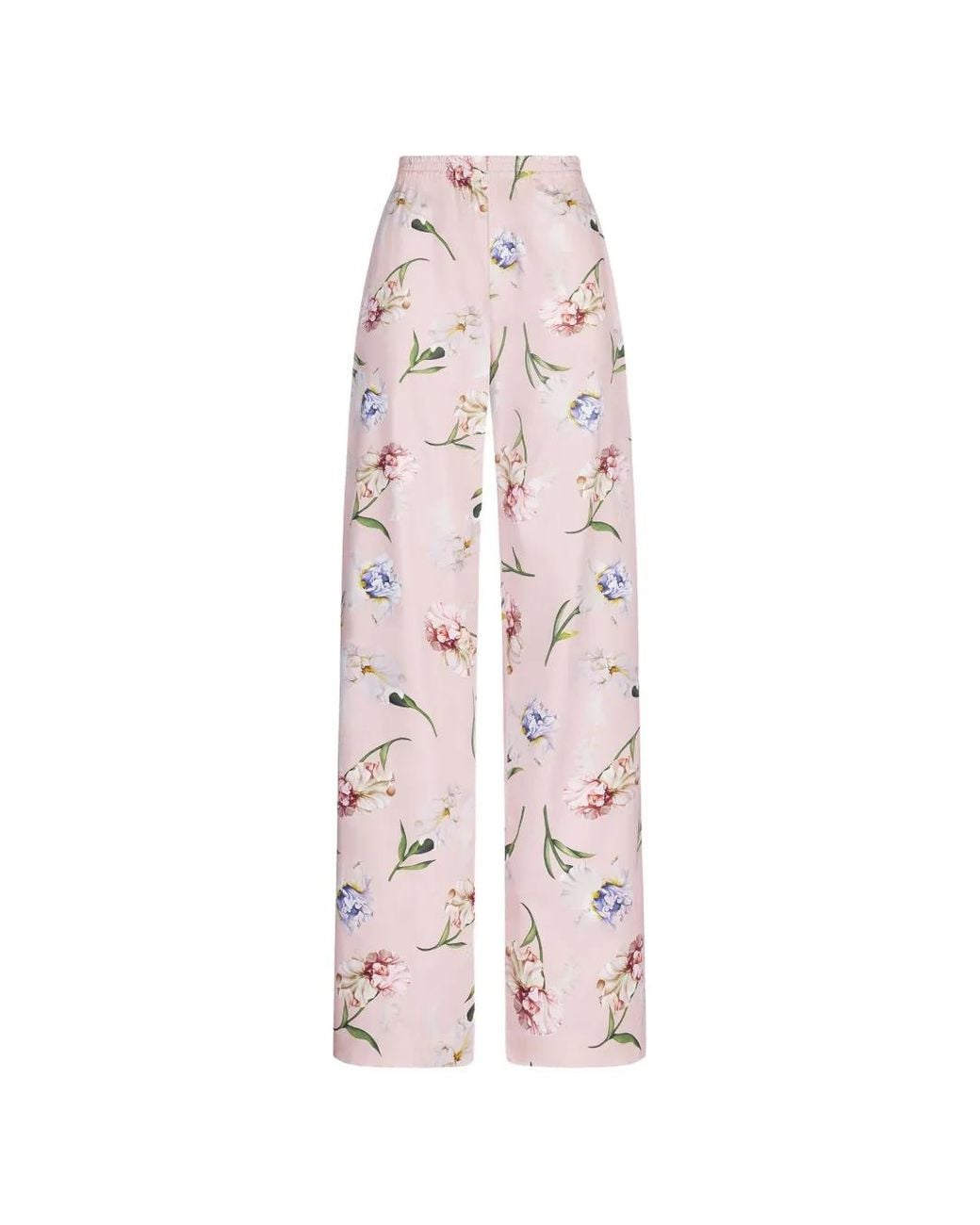 Oscar de la Renta Pink Floral-Print Poplin Trousers