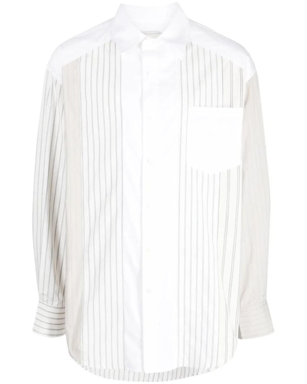 Feng Chen Wang White Striped Long-Sleeve Shirt for men