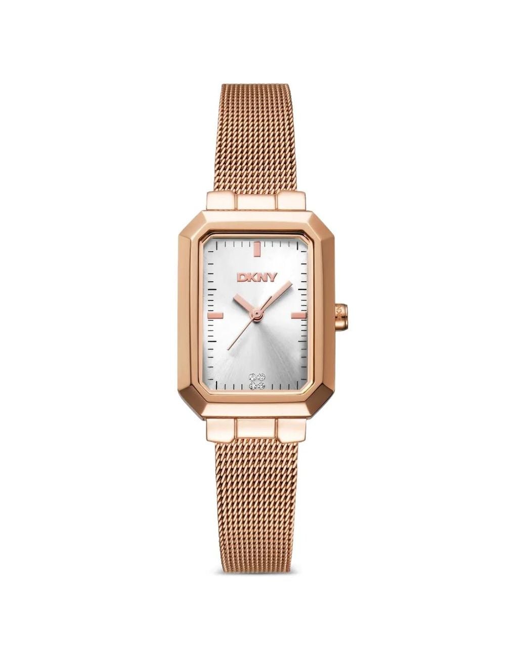 DKNY White Montre Rectangulaire En Résille Mm