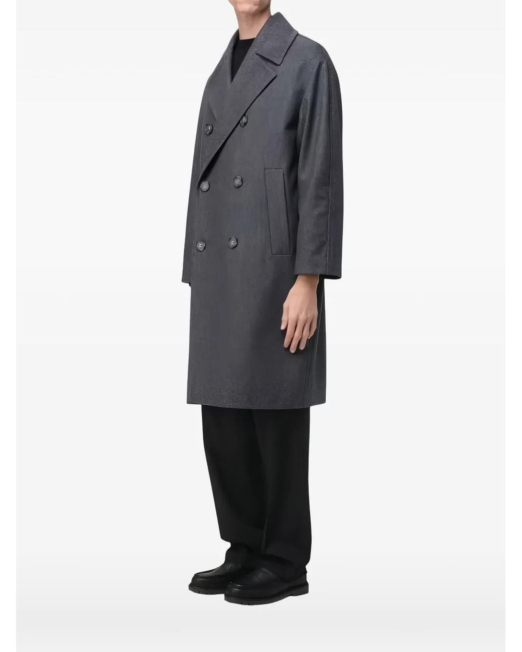 Hevò Blue Tricase Double-Breasted Coat for men