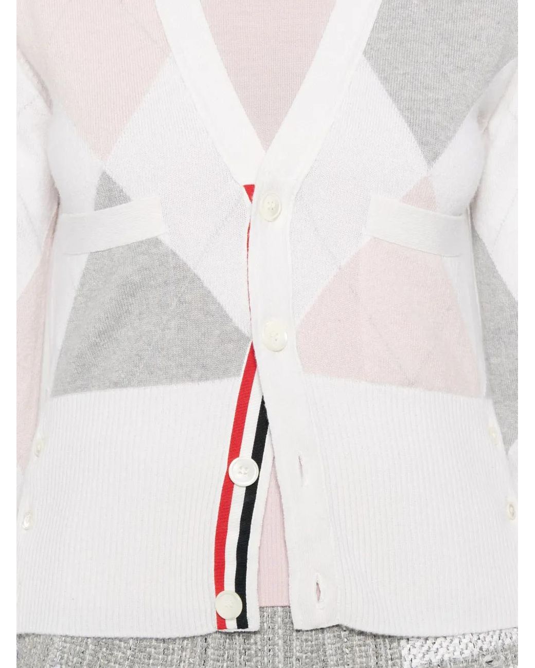 Thom Browne White Argyle-Intarsia Cashmere Jumper