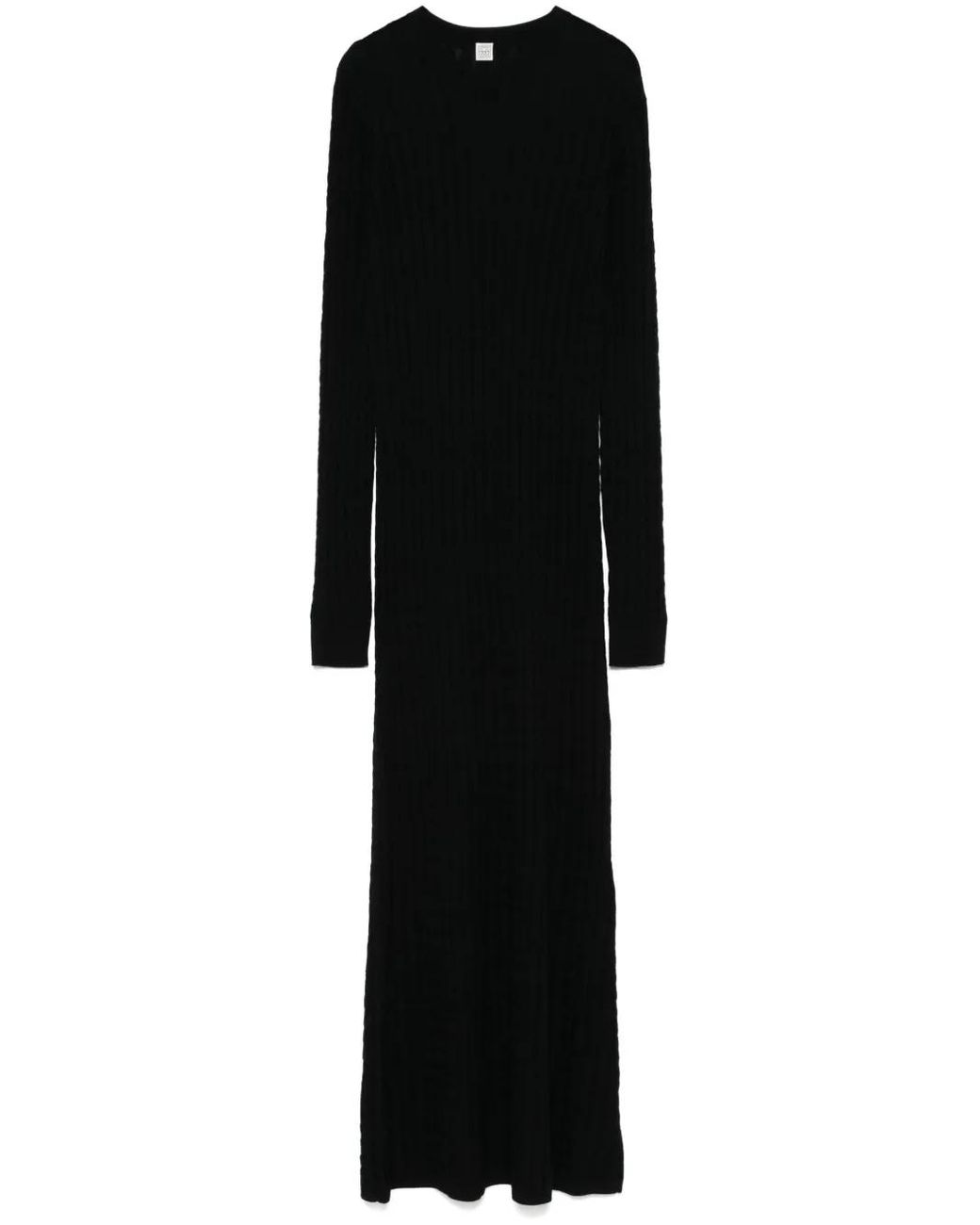 Totême Black Cable-Knit Maxi Dress