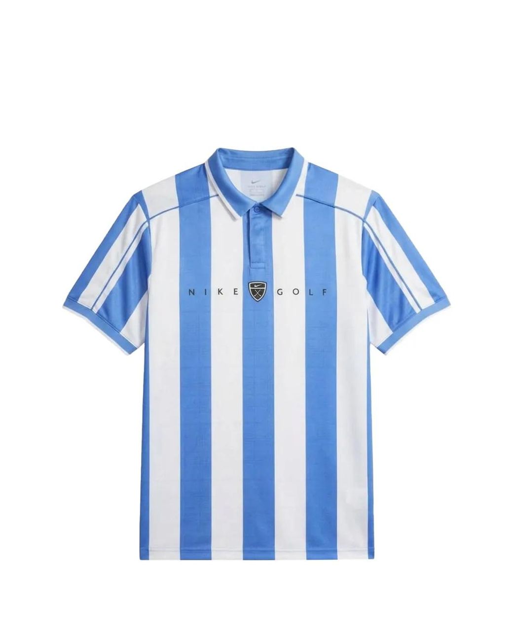 Nike Blue Fairway Striped Logo-Patch Polo Shirt for men