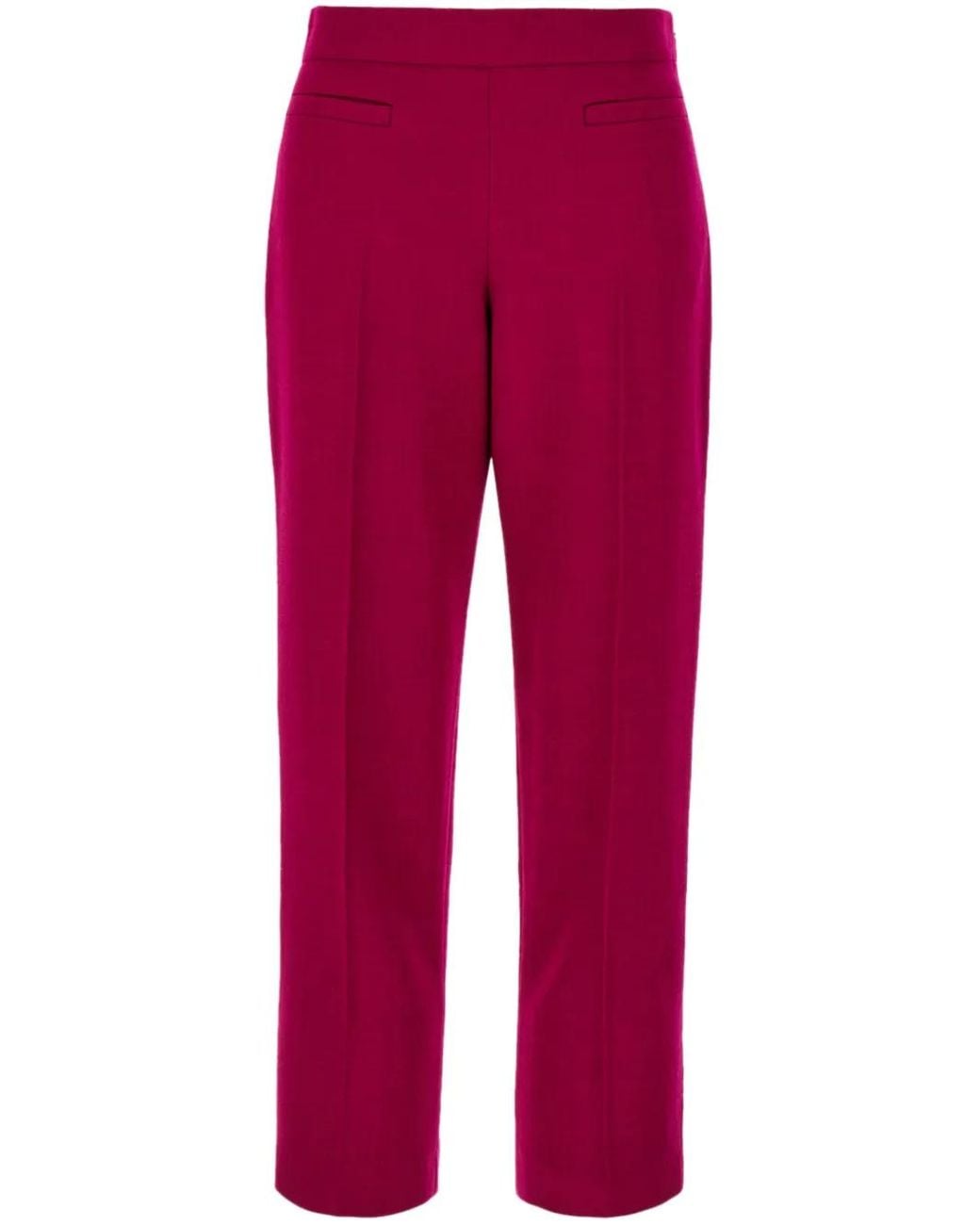Fendi Red Wool-Blend Cropped Trousers