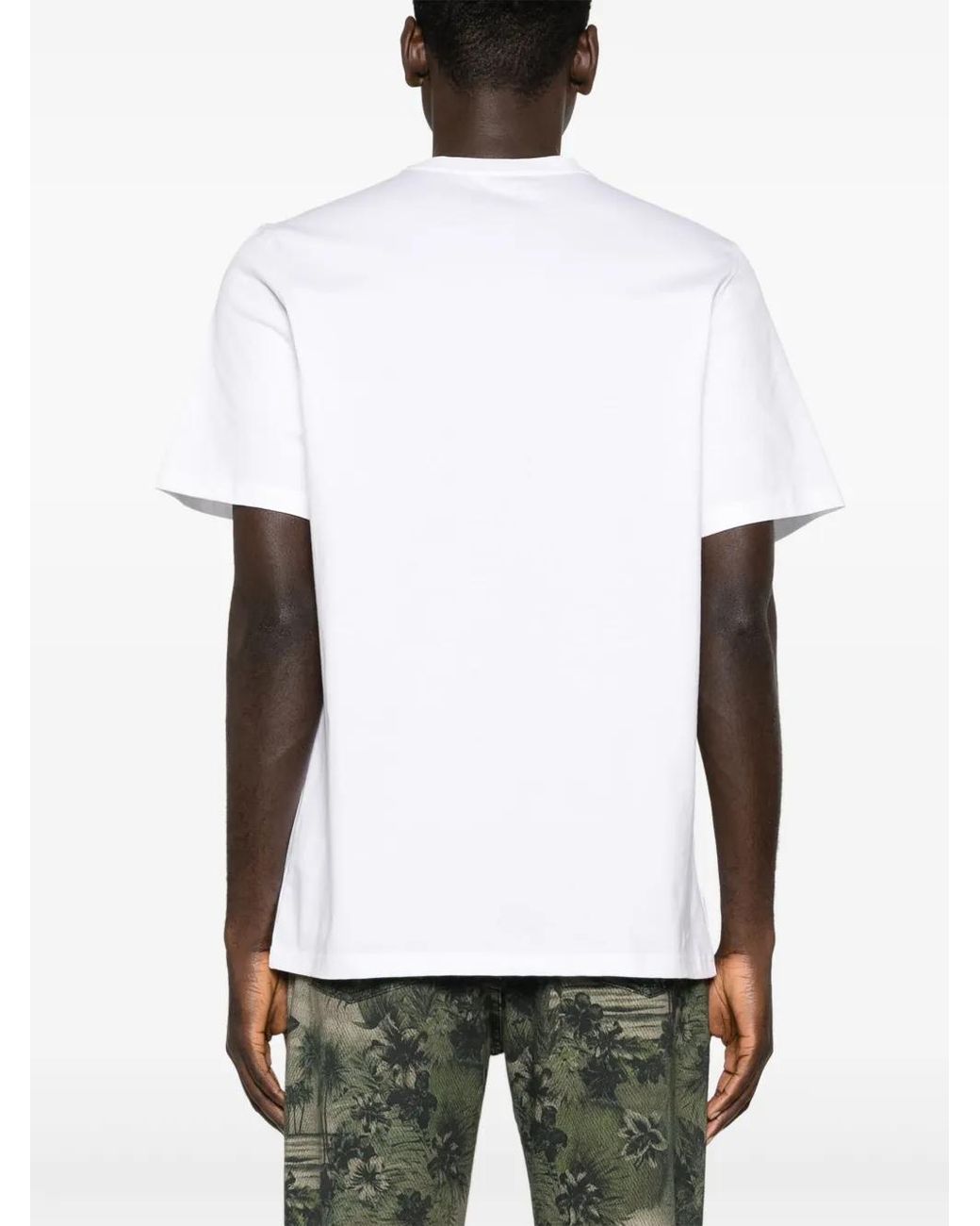 Roberto Cavalli White Logo-Print Cotton T-Shirt for men