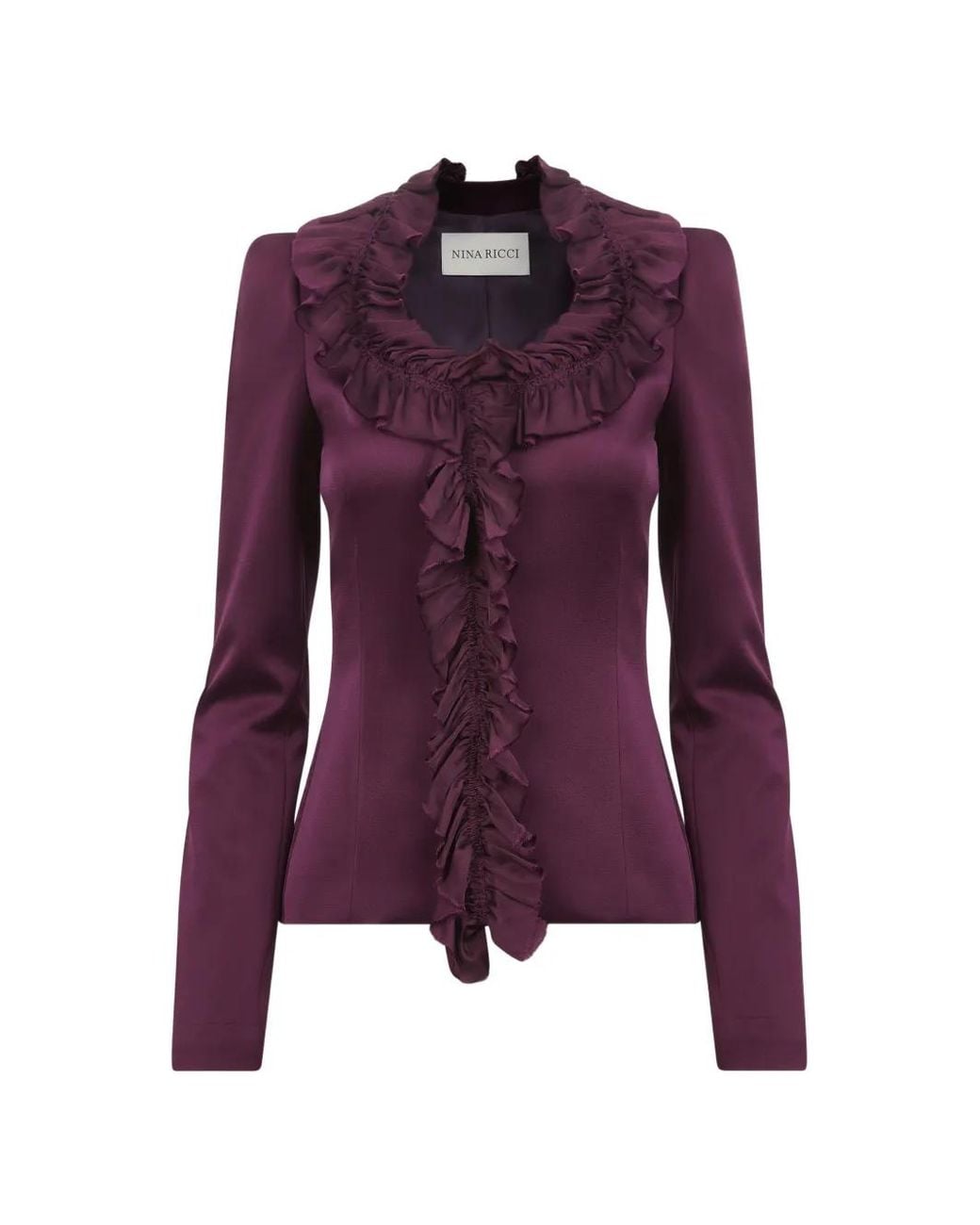 Nina Ricci Purple Ruffled-Trim Cady Jacket