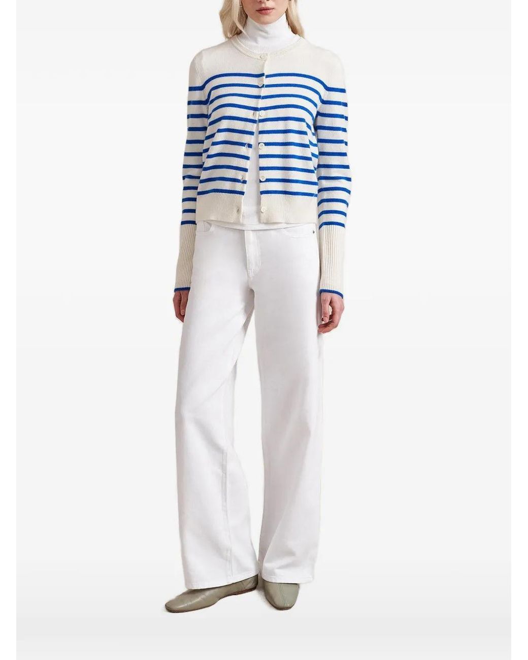 La Ligne Blue Cardigan À Rayures