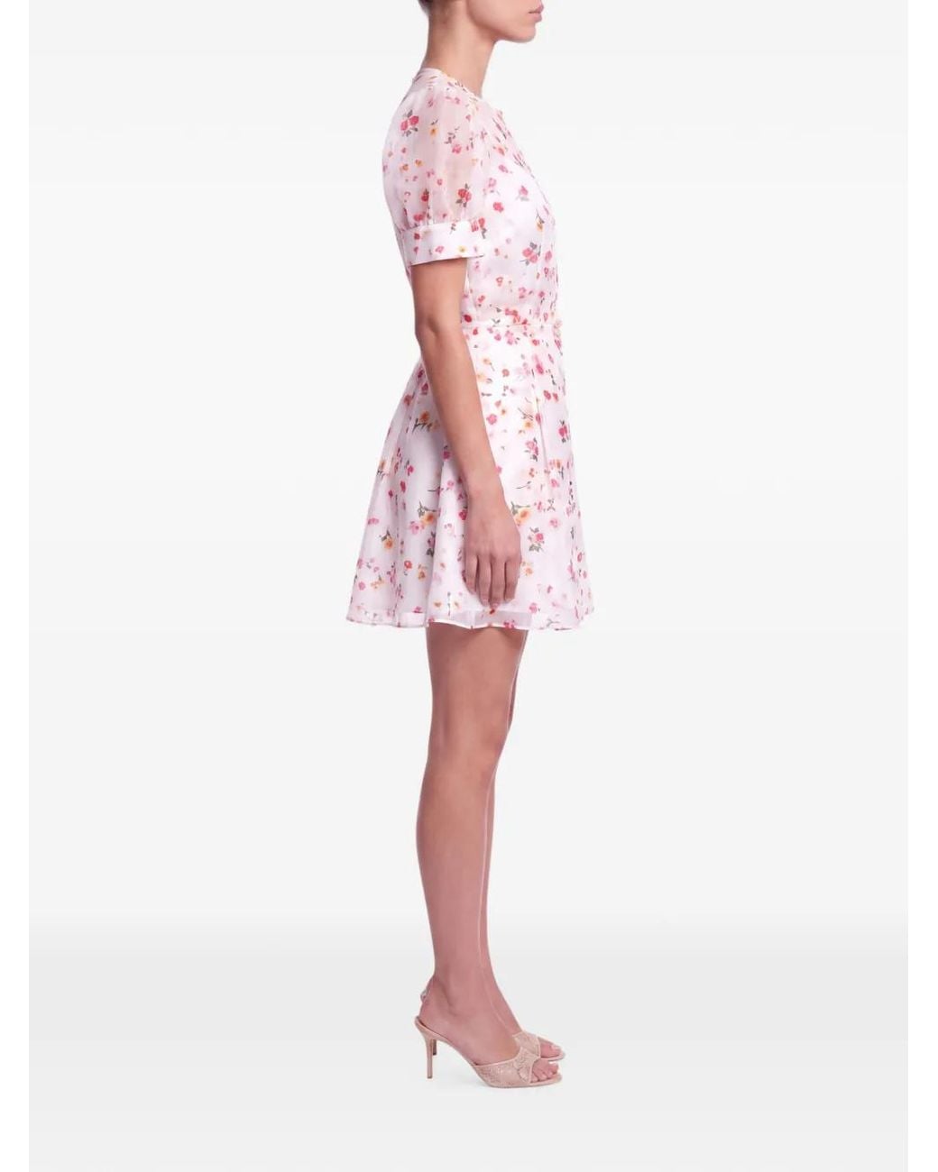 POST MERIDIEM White Floral-Print Silk Mini Dress